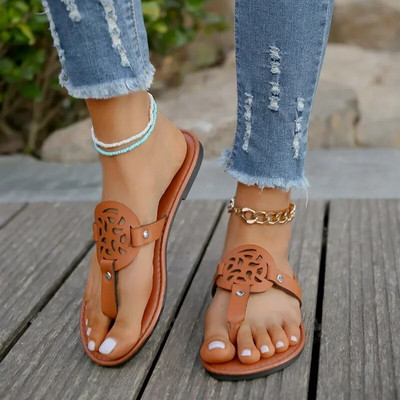 Γυναικείες Flat Slippes Summer Plus Size Γυναικείες σαγιονάρες Retro Open Toe Casual Slide παπούτσια Γυναικεία στρινγκ για εξωτερικούς χώρους