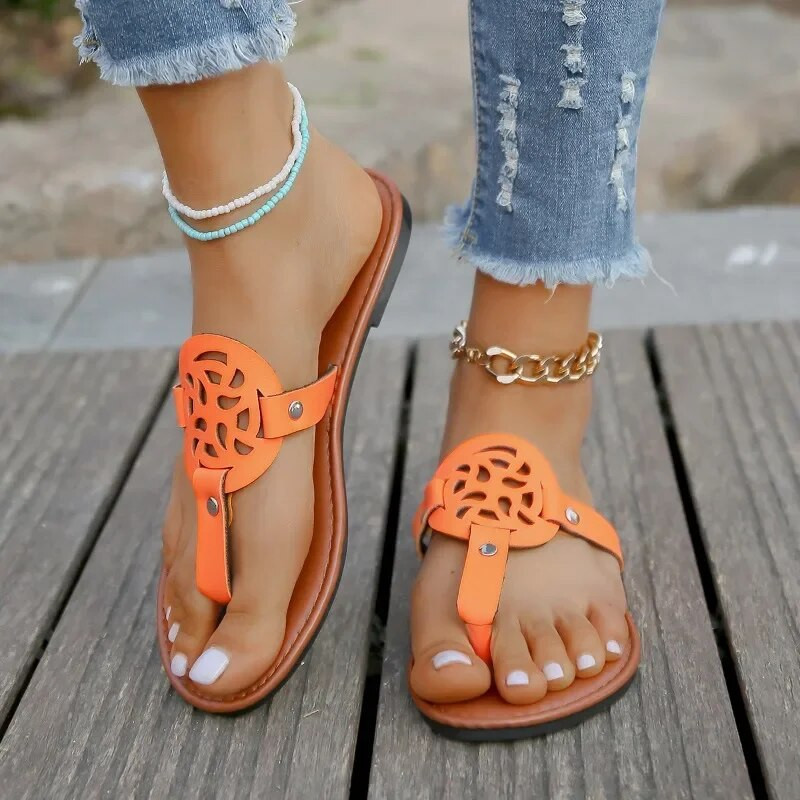 Női, lapos sliccek nyári nagy méretű női papucsok Retro nyitott orrú, alkalmi csúszócipők nőknek szabadtéri, női tangás szandálok