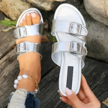2024 Летни нови дамски чехли Модни отворени пръсти Елегантни гладиаторски обувки Дамски плоски външни плажни ежедневни чехли Дамски