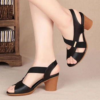 2024 Маркови дамски обувки Дамски сандали с отворени пръсти Модни офис сандали Дамски дамски обувки с кръгли пръсти и дебел ток Римски дамски обувки
