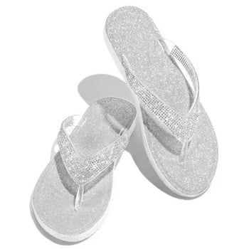 2024 Γυναικείες παντόφλες σαγιονάρες Slides Bling Rhinestone Γυναικεία παπούτσια Casual καλοκαιρινά επίπεδα γυναικεία κρύσταλλα γκλίτερ Γυναίκα συν μέγεθος 43