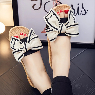 Vasaras Jaunas Bow Lina Čības Sieviešu Mājai Mīksta Zole Pretslīdēšanas Vieglas Klusas Iekštelpu čības