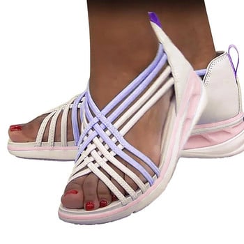 Дамски големи сандали на танкетка Дишащи спортни обувки за възрастни Тъкани обувки с рибена уста Римски сандали Дамски сандали лято 2024