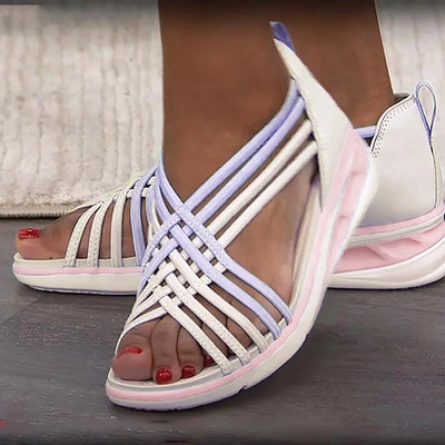 Női túlméretezett szandálok, légáteresztő felnőtt sportcipők Szövött Fishmouth cipők római szandálok Női szandálok 2024. nyár