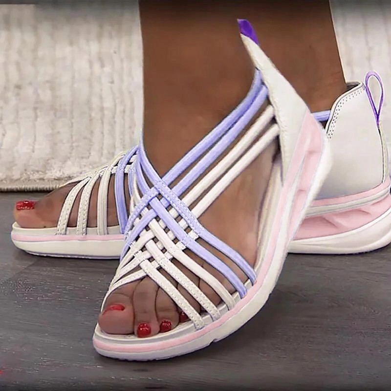 Női túlméretezett szandálok, légáteresztő felnőtt sportcipők Szövött Fishmouth cipők római szandálok Női szandálok 2024. nyár