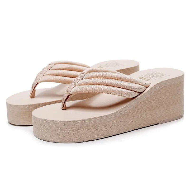 Vasaras čības sievietēm Biezas zoles čības Ķīļi Slaidi Sieviešu platforma Pludmales apavi Sieviešu ikdienas apavi ar atvērtu purngalu