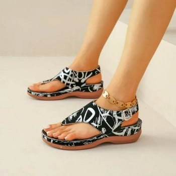 Γυναικεία ρετρό ορθοπεδικά πέδιλα με σφήνα πλατφόρμα 2024 Καλοκαίρι με αγκράφα Flat παπούτσια Γυναικεία σαγιονάρες παραλίας Zapatos De Mujer