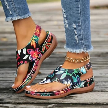 Дамски ретро ортопедични сандали с платформа на клин 2024 Летни каузални обувки с катарама Дамски плажни джапанки Zapatos De Mujer