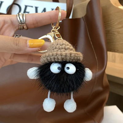 18 színben Aranyos Mink Szőrme zsinór Brikett Kulcstartó Autós Kulcstartó Medál Plüss Iskolatáska Medál Ajándék kawaii hátizsák kulcstartók