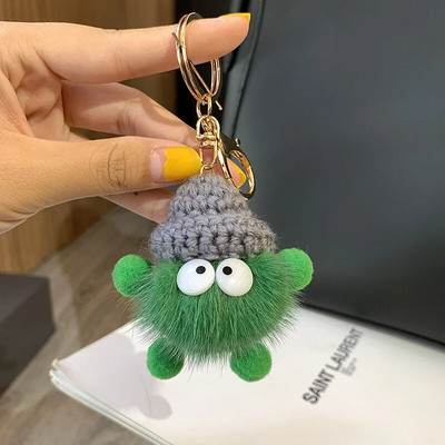 18 színben Aranyos Mink Szőrme zsinór Brikett Kulcstartó Autós Kulcstartó Medál Plüss Iskolatáska Medál Ajándék kawaii hátizsák kulcstartók