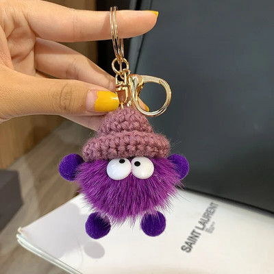 18 színben Aranyos Mink Szőrme zsinór Brikett Kulcstartó Autós Kulcstartó Medál Plüss Iskolatáska Medál Ajándék kawaii hátizsák kulcstartók