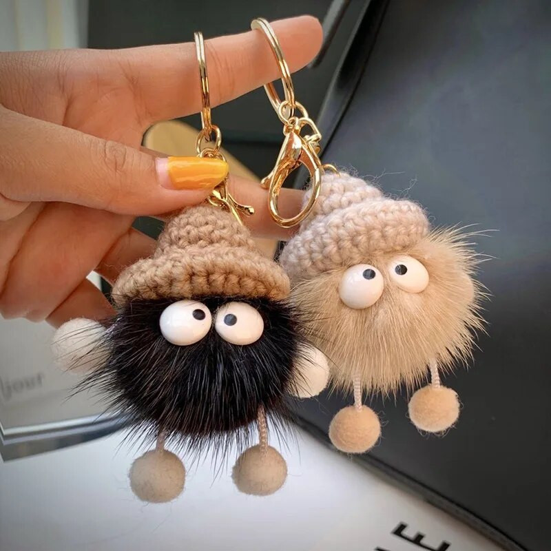 18 színben Aranyos Mink Szőrme zsinór Brikett Kulcstartó Autós Kulcstartó Medál Plüss Iskolatáska Medál Ajándék kawaii hátizsák kulcstartók