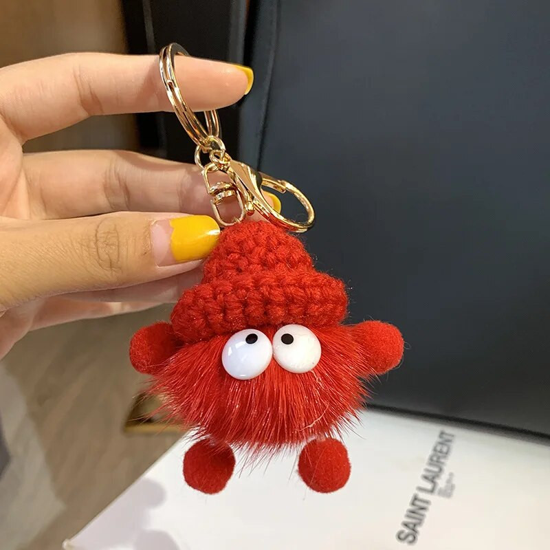 18 színben Aranyos Mink Szőrme zsinór Brikett Kulcstartó Autós Kulcstartó Medál Plüss Iskolatáska Medál Ajándék kawaii hátizsák kulcstartók