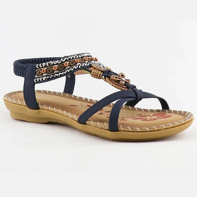 Rimocy nyári női bohém szandál 2023 kristályhab csúszásmentes Sandalias Mujer elasztikus pánt alacsony sarkú római cipő szandál