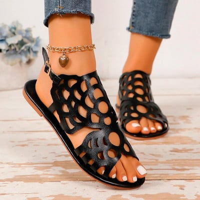Foreign trade large size flat women`s shoes 2024 spring new women wear flat European and American sandals female 43