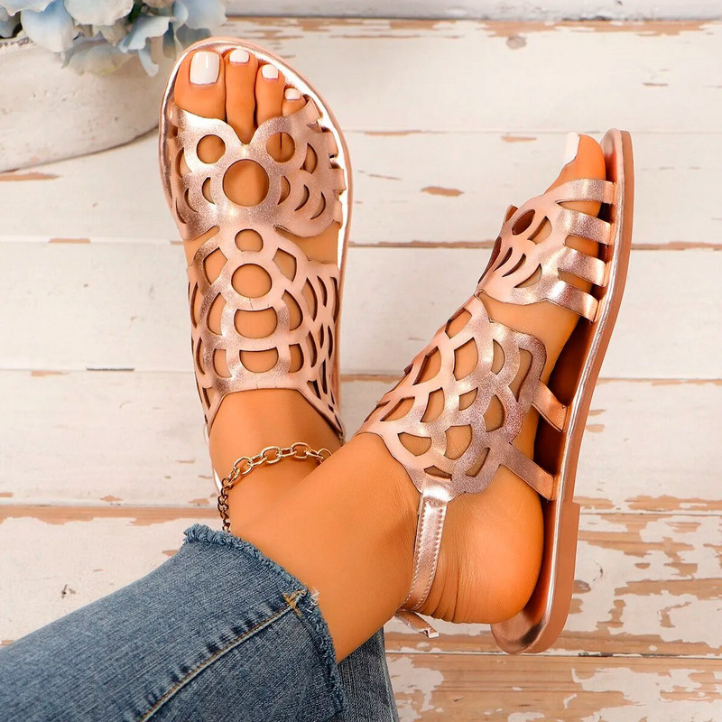 Ārējā tirdzniecība liela izmēra plakanas sieviešu apavi 2024 pavasaris jaunas sievietes valkā plakanas Eiropas un Amerikas sandales sieviešu 43