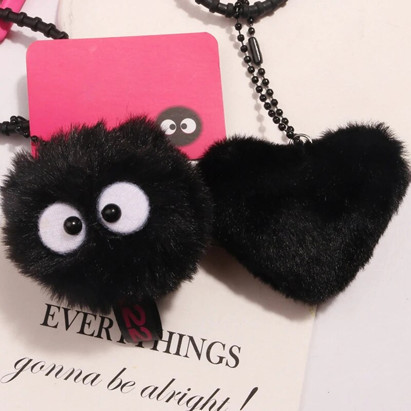 1PC plīša Black Coal Elf Love Heart Auto kulons atslēgu piekariņš Austiņu futrālis Mugursomas piekaramie ornamenti