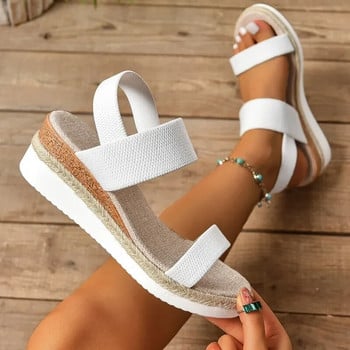 2024 Нови дамски сандали с меки шевове Дамски модни обувки на платформа на танкетка Дамски плажни обувки с отворени пръсти, масивни сандалии De Mujer