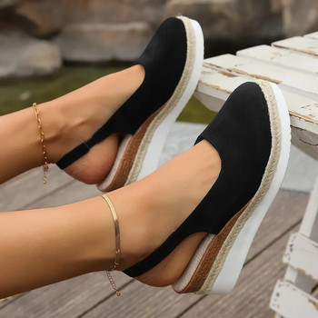 Летни дамски обикновени сандали на танкетка Бохемски ръчно изработени дамски ежедневни удобни еспадрили Помпи на платформа Обувки Sandalias De Mujer