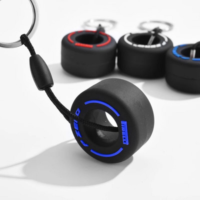 Luksusa Mini F1 sacīkšu riepu atslēgu piekariņš Automašīnas atslēgu aksesuāri PVC riepu kulonu soma šarms vīriešu sīkrīki Dāvanas draugiem automašīnu mīļotājiem