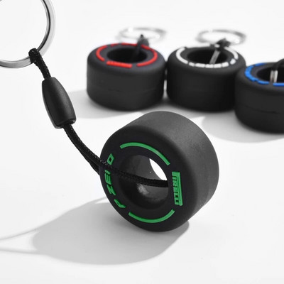 Luksusa Mini F1 sacīkšu riepu atslēgu piekariņš Automašīnas atslēgu aksesuāri PVC riepu kulonu soma šarms vīriešu sīkrīki Dāvanas draugiem automašīnu mīļotājiem