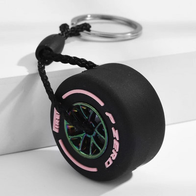 Luksusa Mini F1 sacīkšu riepu atslēgu piekariņš Automašīnas atslēgu aksesuāri PVC riepu kulonu soma šarms vīriešu sīkrīki Dāvanas draugiem automašīnu mīļotājiem