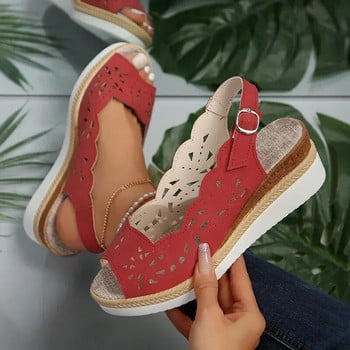 Сандали Дамски летни 2024 г. Нови обувки на платформа за жени Ежедневни дизайнерски обувки с отворени пръсти с кухи клинове Zapatos De Mujer