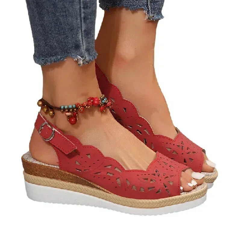 Γυναικεία σανδάλια 2024 Καλοκαίρι Νέα Γυναικεία Πλατφόρμα Παπούτσια με κούφια σφήνες Peep Toe Casual Designers Dresses Zapatos De Mujer