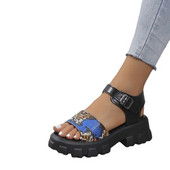 Vasaras elpojoši apavi Naktsklubs Mīkstas kažokādas siksnas Ikdienas apavi ar biezu zoli Forši biezi augstpapēžu kurpes Mīkstas zoles sandales platformas kurpes