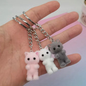 1Gb 3D karikatūra Flocking Cat Keychain Kawaii Cat atslēgu piekariņš Dzīvnieku atslēgu piekariņi Suvenīru dāvanas sievietēm Vīriešiem Auto atslēgas DIY Rotaslietas