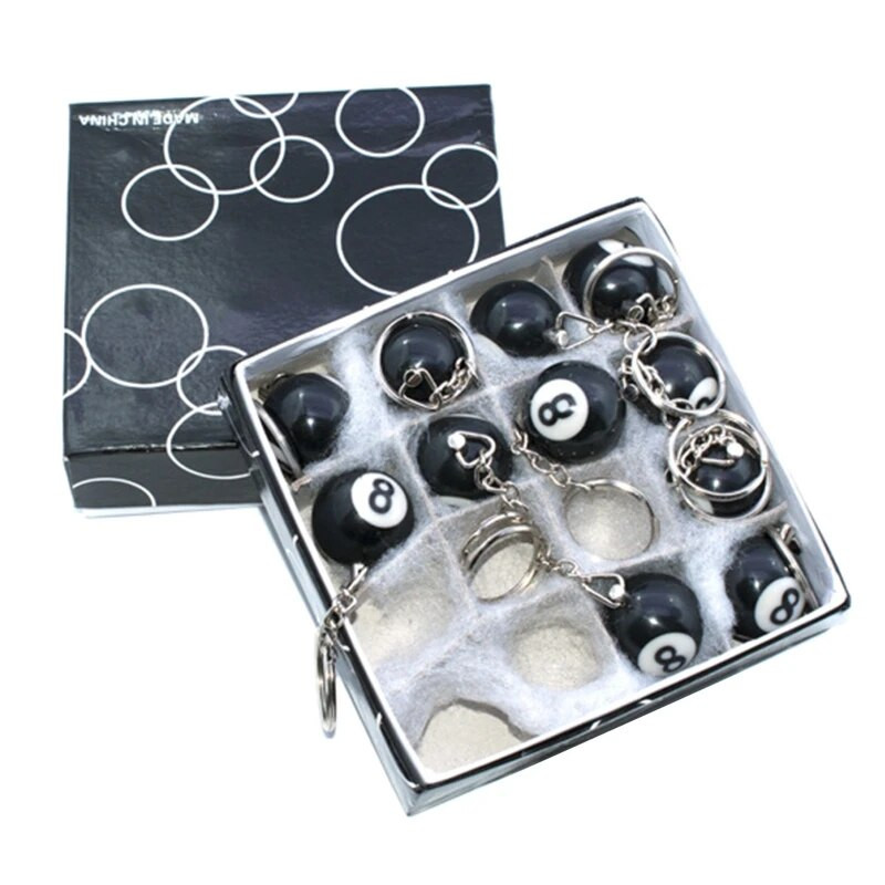 Modes radošais biljarda baseina atslēgu piekariņš galda lodīšu atslēgu piekariņš Lucky melns Nr.8 atslēgu piekariņš 25 mm sveķu bumbiņu rotaslietas dāvana