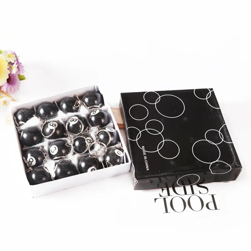 Modes radošais biljarda baseina atslēgu piekariņš galda lodīšu atslēgu piekariņš Lucky melns Nr.8 atslēgu piekariņš 25 mm sveķu bumbiņu rotaslietas dāvana