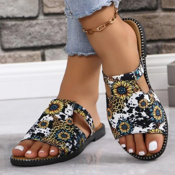 Бохемски плоски обувки за жени Лято 2024 Нова мода Гладиаторски чехли с щипка на пръстите Дамски големи размери Меки плажни джапанки Zapatos