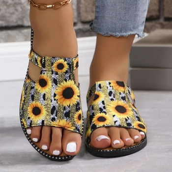 Бохемски плоски обувки за жени Лято 2024 Нова мода Гладиаторски чехли с щипка на пръстите Дамски големи размери Меки плажни джапанки Zapatos