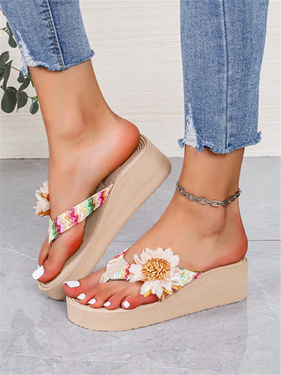 Ženske cvjetne japanke Ljetne sandale Moda za vanjska putovanja Tobogani za plažu 2024. Vruće rasprodaje Papuče na platformu za sve kombinacije
