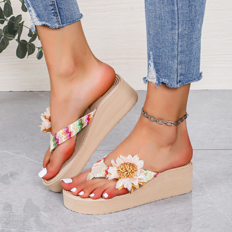 Ženske cvjetne japanke Ljetne sandale Moda za vanjska putovanja Tobogani za plažu 2024. Vruće rasprodaje Papuče na platformu za sve kombinacije