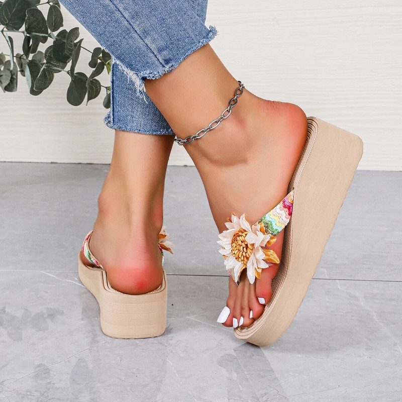Ženske cvjetne japanke Ljetne sandale Moda za vanjska putovanja Tobogani za plažu 2024. Vruće rasprodaje Papuče na platformu za sve kombinacije
