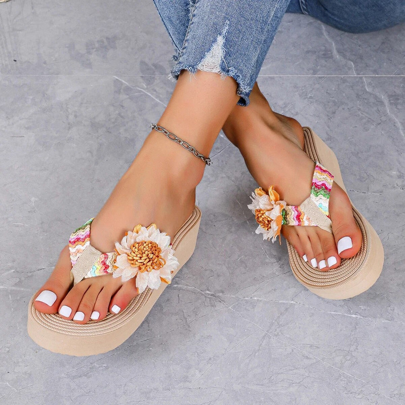 Ženske cvjetne japanke Ljetne sandale Moda za vanjska putovanja Tobogani za plažu 2024. Vruće rasprodaje Papuče na platformu za sve kombinacije