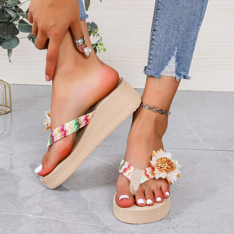 Ženske cvjetne japanke Ljetne sandale Moda za vanjska putovanja Tobogani za plažu 2024. Vruće rasprodaje Papuče na platformu za sve kombinacije