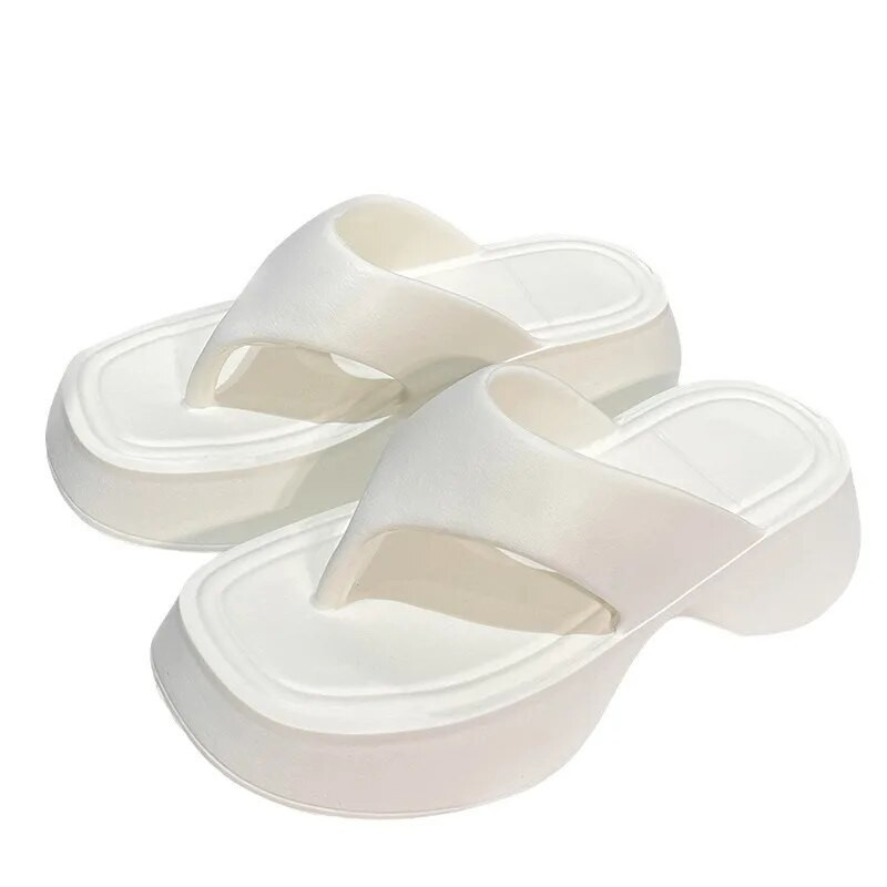 Moteriškos mados šlepetės, 2024 m. Naujas storas padas, patogios pleištinės šlepetės Vasarinės neslystančios lauko šlepetės Minkštos basutės