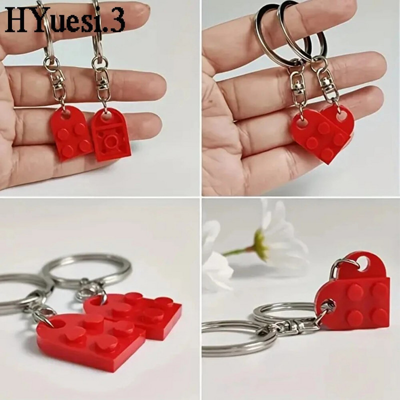 2kom/Set Privjesak za ključeve u obliku cigle u obliku srca Odvojivi blokovi ljubavi Privjesci za ključeve za žene, muškarce, rođendanski darovi za Valentinovo