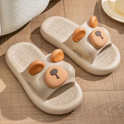 Ljetne papuče Kupaonska platforma Neklizajuća Kućna japanke s medvjedom iz crtanog filma Za plažu Ženske papuče Sandale Tobogani Unutarnje Na otvorenom 2024.