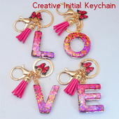 Svjetlucavi AZ Sjajni privjesak sa šljokicama i slovom Privjesak za ključeve s resicama Zvjezdica s loptom Privjesci za ključeve Ženska torba Ukrasi Drangulije za automobil Dodaci