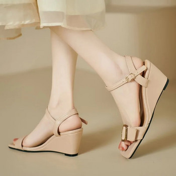 Wedges Γυναικεία πέδιλα Ψηλοτάκουνα φόρεμα παπούτσια για περπάτημα Casual παντόφλες Καλοκαίρι 2024 Νέα σχεδιάστρια μόδας Walking Cozy Femme Slides