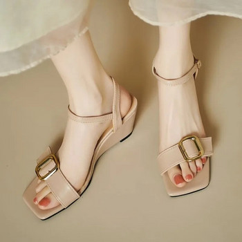 Дамски сандали на танкетка Рокля с високи токчета Обувки за ходене Ежедневни чехли Лято 2024 г. Нов моден дизайнер за ходене Уютни пързалки Femme