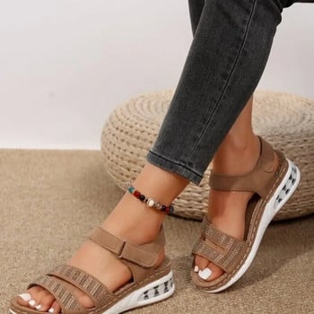 2024 г. Висококачествени летни нови модни сандали на танкетка с отворени пръсти за жени, нехлъзгащи се дамски плажни обувки с дебела подметка
