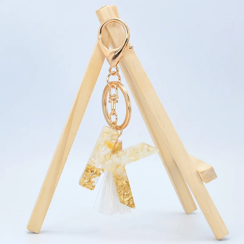 Angļu burtu atslēgu piekariņš ar baltu pušķu kristālu AZ atslēgu piekariņš mirdzoši fliteriem aizpildāmi atslēgu piekariņi meitenēm dāvanas maisiņu piekariņi