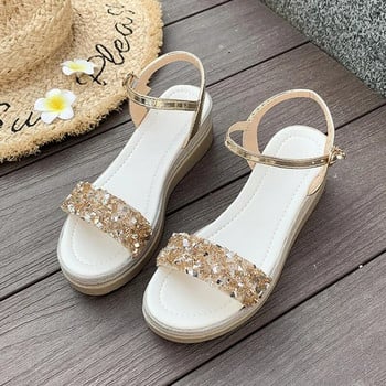 Κρυστάλλινα γυναικεία πέδιλα με σφήνα μεσαία τακούνια παπούτσια για παραλία Παντόφλες καλοκαιρινής πλατφόρμας 2024 Ανοιχτές διαφάνειες Cozy Luxury γυναικείες σαγιονάρες