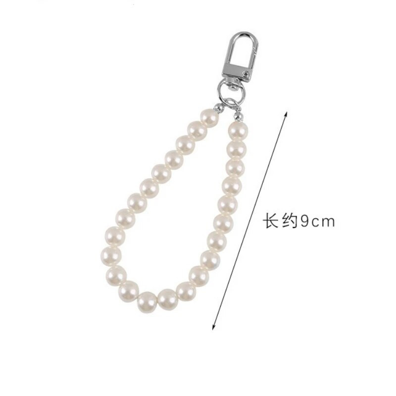 Ρετρό μαργαριταρένια μπρελόκ για γυναίκες Μπρελόκ αυτοκινήτου Llavero Τσάντα Σακίδιο πλάτης Διακόσμηση Cadena κορδόνια λουράκια χειρός Γούρια για θήκη Airpods