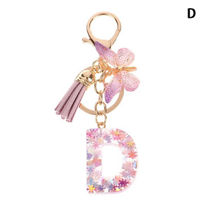 AZ sapņains fliteru burtu atslēgu piekariņš sievietēm pušķis tauriņš, kulons, sākotnējais atslēgu piekariņš somiņa, piekarināma soma, piekariņi, automašīnas atslēgu ķēde